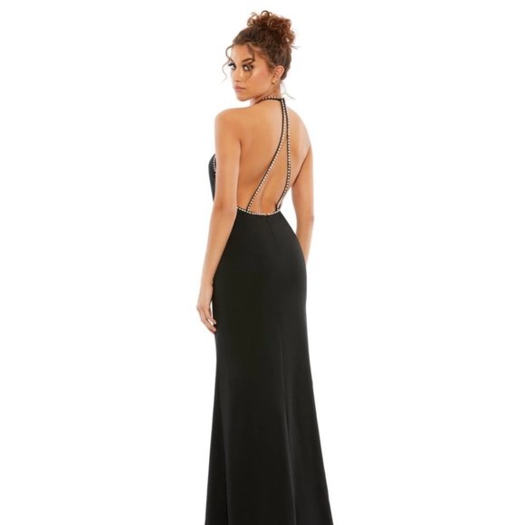 Ieena for Macduggal beaded hem halter gown sz 4 - Picture 2 of 10